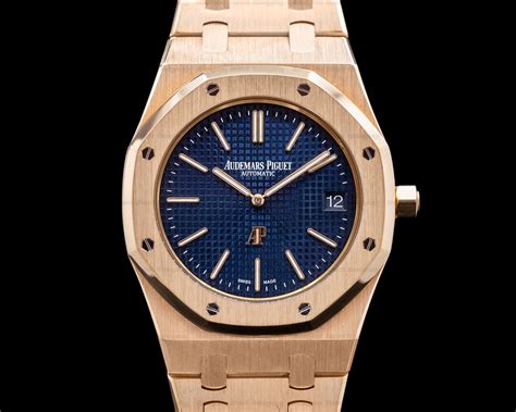 audemars piguet royal oak 15202 jumbo blue dial rose gold|audemars piguet automatic royal oak.